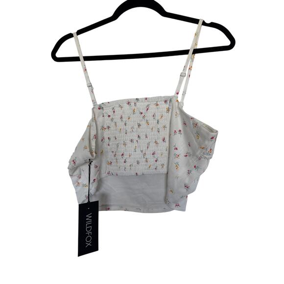 NWT Wildfox Odessa Linen Blend Top in Snow White Floral Ditsy, L - Picture 3 of 9